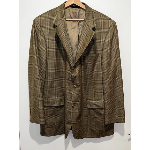 Brooks Brothers Check Plaid Silk Wool Blend Button-Up Blazer Men’s Size 45 - Picture 1 of 9